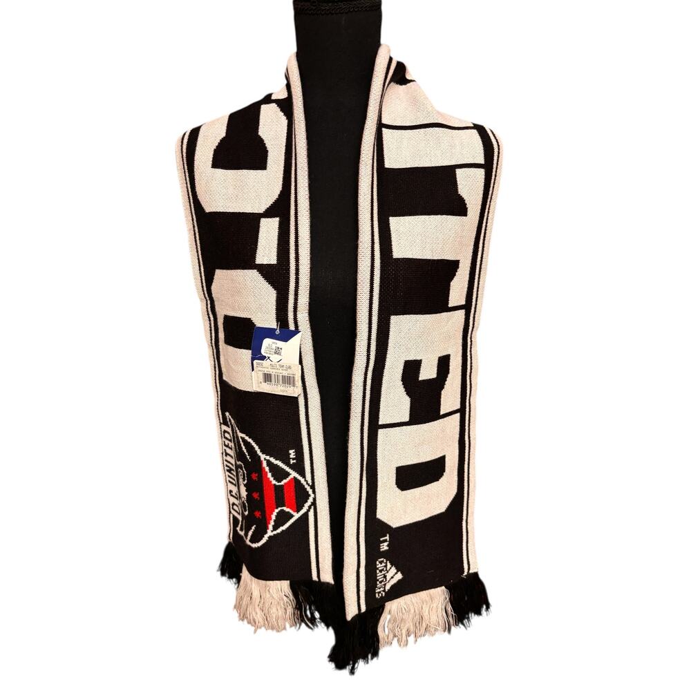 Adidas D.C. United Coaches Scarf Soccer Black White MLS Fan Gear NWT
